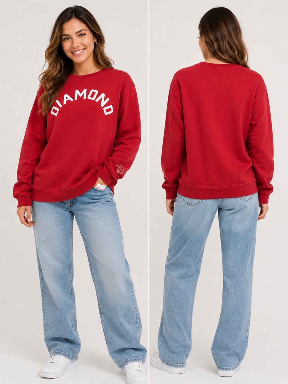 DIAMOND Supply Co Crew Neck Sweatshirt Medium Red 9611